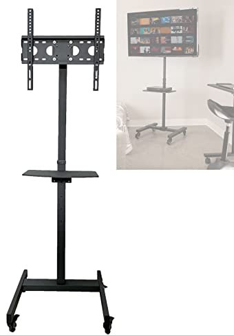SRHIMEOS Support TV sur Pied Meuble TV Pied Universel Mobile pour Télévision Plasma/LCD/LED/OLED de 26-55 Pouces, Support TV roulettes, Charge Max de 25kg, Max VESA 400x400 mm