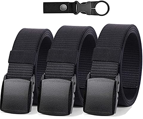 KNNICE Gürtel Herren Arbeitsgürtel, Taktischer Gürtel 3,8cm Breite Nylon Unisex Canvas Gürtel Damen (3er Schwarz)