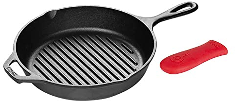 Lodge L8GPA1TS4 Poêle grill en fonte avec poignée en silicone 26 cm