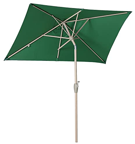 Sekey® 210 × 140 cm, aluminio, sombrilla para mercado, jardín, terraza, protección solar UV 50+, rectangular