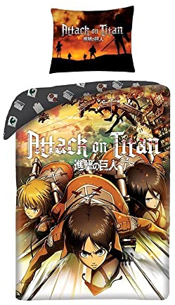 Attack on Titans Einzelne Bettwäsche-Set aus 100% Baumwolle – Europäische Größe
