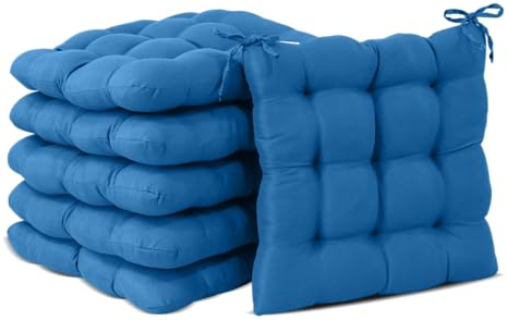 CHELY INTERMARKET Cojines Silla 40x40x7,5cm Pack 6 Unidades Relleno Mullido Azul 9 Pespuntes Acolchado Exterior Interior Decorativos Suaves Estables Lavables Terraza Jardín