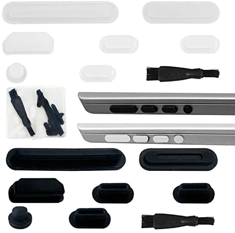 Staub Stecker Set Kompatibel,Laptop Port Silikon Schutz Anti Staub Stecker Kappen Abdeckungen, mit Zwei Bürsten und einem klaren Aufbewahrungskasten (14)