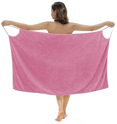 Obelunrp Frauenbadetuch, schnelles, trockenes tragbares Spa -Handtuch, weiche Mikrofaser -Körperpackung, Strandhandtuchkleid, um Bademantel für Frauen (Rosenrot)