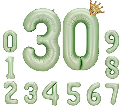 Foil Luftballon 30 Helium Folienballon Zahlen Ballon XXL Folien Makaron Grün Ballon 30 Geburtstag 100cm/40inch