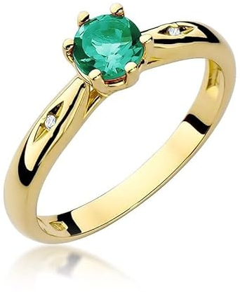 Damen Ring 585 14k Gold Gelbgold echt Smaragd Edelstein Diamanten Brillanten