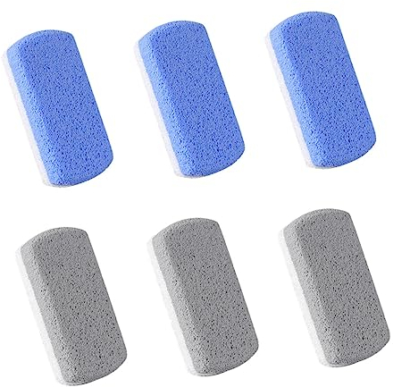 Beavorty Fuß Bimsstein Fuß Schabstein Peeling Stein 6 Stück Zweifarbiger Bimsstein Schwämme Schaumglas zum Entfernen Abgestorbener Haut Schwielen und Nagelhaut Ergonomisch für Fußpflege