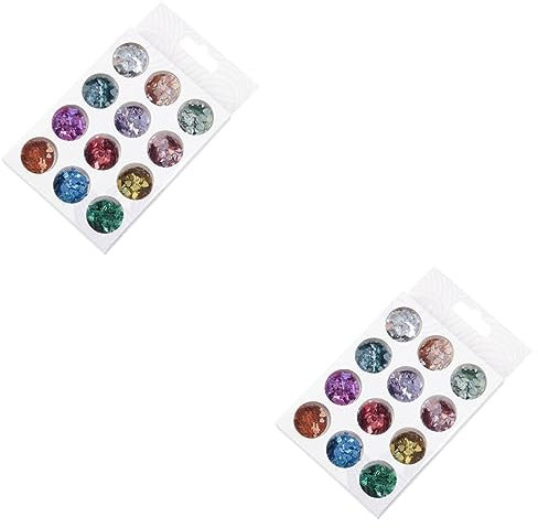 FOMIYES 2 Sätze 12 Glitzergrundierung Nagelkunstflocken Maniküre- in Herzform Maniküre-Pailletten Maskerade Siouxxie Haargel Nagelpaillette Nagel Pailletten Weihnachten Funkeln
