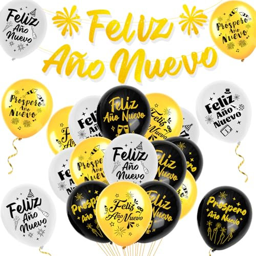 HOWAF Happy New Years Balloons New Years Banner for 2024 New Year Party Decoration Favor Supplies