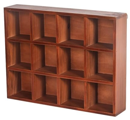 Colcolo Wooden Shadow Box 12 Compartment Display Shelf Wall Mounted Floating Shelf for Displaying Miniatures, Toys, Accessories, A
