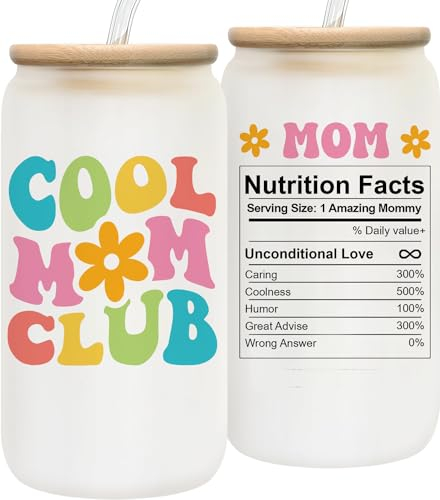 LIERIE8888 Cool Moms Club 473 ml Milchglas-Tasse, Mama-Kaffeetasse, Mama-Geschenkideen, lustiges Geburtstagsgeschenk für sie, niedliche Muttertagsgeschenk-Tasse, Muttertagsgeschenk, Geschenke von