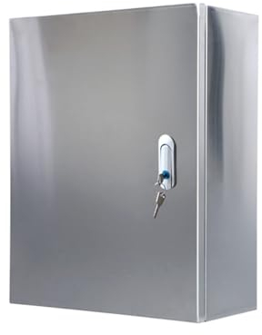 OXFUZZ Elektrogehäuse Aus Metall, Wetterfester Elektrischer Abschließbarer Anschlusskasten, Edelstahl, Silber, IP65, NEMA 4X, Wasserfest,