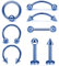 8 Stück 16G Blau Chirurgenstahl gerade gebogene Hanteln Hufeisen Schlangenaugen Zunge Nippel Bauch Augenbraue Nasenringe Ohrstecker Knorpel Mund Hoop Piercing Schmuck Damen Herren
