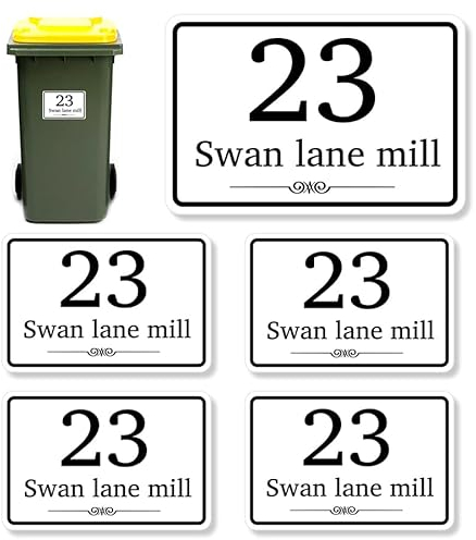 Papa Prints Wheelie Bin Numbers for Wheelie Bins Pack of 4 Wheelie Bin Stickers Numbers (150 x 100mm) Waterproof Bin Number