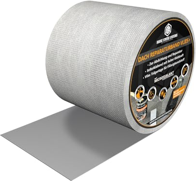 HSS Dach Reparaturband VLIES+ mit MicroSealant® Technologie - extrem langlebig - wasserdichtes Klebeband mit Vlieskaschierung für Flüssigkunststoff (5cm Breite / 2,5m Länge)