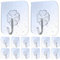 Lamondre 50 Pcs Self Adhesive Hooks, Transparent Wall Hooks, Waterproof Oilproof Bathroom Kitchen Heavy Duty Adhesive Hooks, Robe, Towel, Coat, Key Hooks