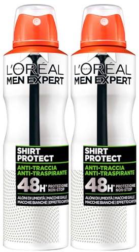 L'Oréal Paris Men Expert Shirt Protect Deodorant Spray Anti-Transpirant 48h Schutz mit Anti-Track Technologie Frischer Duft - 2 Flaschen à 150 ml