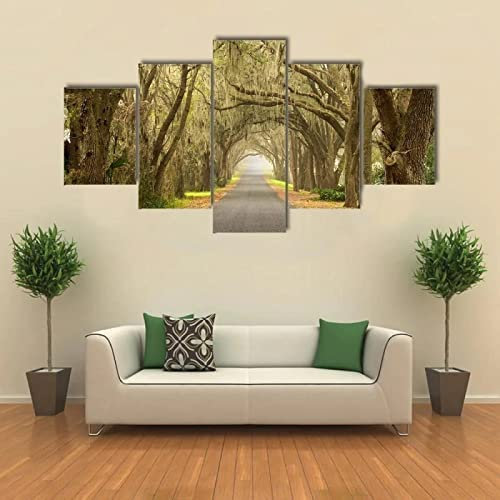 Leinwandbild 5-Teilig Schöner Waldweg 150 X 80 Cm Bild Wanddeko Wand Bild Kunstdruck Deko Wohnzimmer Wohnzimmer Schlafzimmer Büro Hotel Wandkunst Wandbild Poster Foto -5V7X-A0T-4N8I4D7J1F3V1V5H7W9