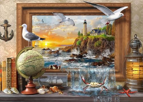 Bluebird Puzzle - Marine to Life - Puzzle 1500 Teile - Trompe L'Oeil, Meereslandschaft mit aus dem Bild tretenden Tieren - Erwachsenenpuzzle