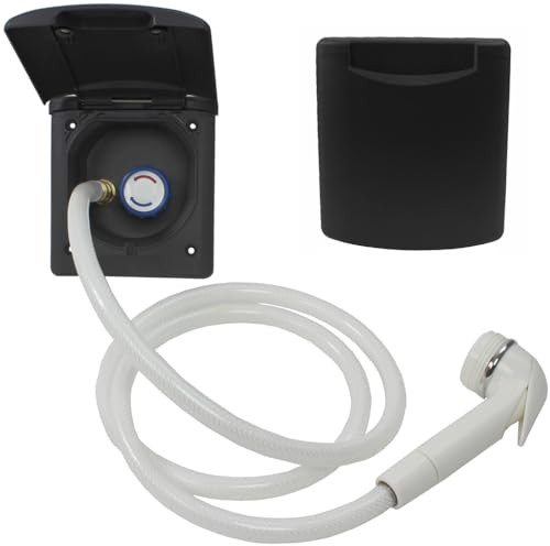 ABL - Presa per acqua esterna, per camper, roulotte, camper, doccia, colore nero