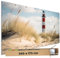 TRIOSK Große Motivplane Sichtschutz Zaunblende mit Motiv Leuchtturm Dünen Sand Strand Motivbanner Garten Deko Plane Blickdicht für Zaun Terrasse Gartenzaun Zaunplane PVC 340x173 cm