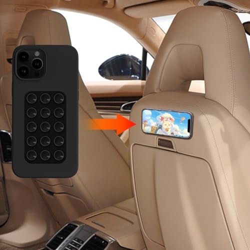 deemars Silikon-Saugnapf-Telefonhalterung Klebehalterung, Doppelseitige Saugnapf-Telefonhalterung, Anti-Rutsch Hands-Free Phone Sticky Holder Universal für Autos Windowns Sitze (Schwarz)