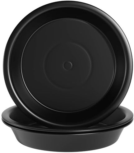 GAKUMXL Plant Saucer 36 cm of 3 Pack, Black Drainage Drip Trays for Flower Pot Heavy Duty Plastic Planter Plate Water Catcher for Pots Base Indoor or Outdoor Use