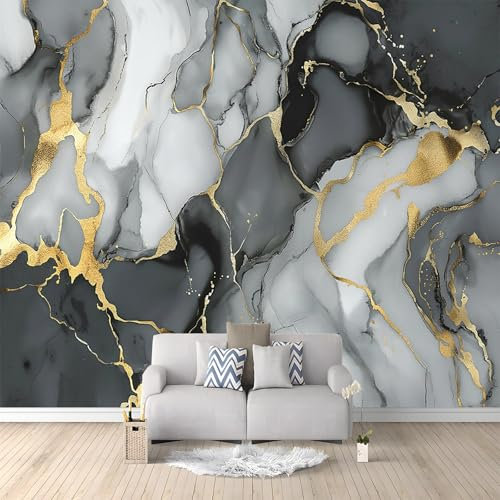 3D Marble Watercolor Art Photo Wallpaper Mural, Grey Premium Non-Woven Wall Murals Decoration Poster for Living Room, Bedroom 500 x 280 cm (W x H) Art Photo Wallpaper 3D Effect