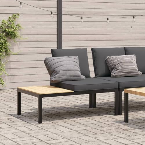 ZEYUAN Gartenbank mit Kissen Schwarz Aluminium, Terrassenmöbel, Wetterfeste Bank, Outdoor Bank, Parkbank, Garten Banken, Deko Bank, Gartenmöbel - 4008571