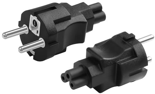 CERRXIAN Confezione da 2 connettori Schuko a 90 gradi su adattatore C5, 2 poli CEE 7/7 maschio a IEC320 C5 femmina adattatore, adatto per dispositivi C5 (I)