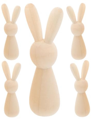 NUOBESTY 5St Kaninchen-Holzmann DIY Kaninchenfiguren Mini-Holzhandwerk holzhandwerk selber machen unfertiger Hase aus Holz DIY liefert Hasen selber machen kinder DIY zubehör Beige