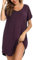 Aseniza Chemise de Nuit Femme Chemises de Nuit Coton Robe de Nuit Grande Taille à Manches Courtes Vêtements de Nuit avec Poches Robe Tee Shirt De Nuit Ample Confortable Maison Beach Violet XXL