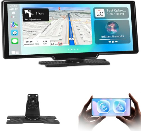 Schermo Carplay per Auto con Wireless Carplay Android Auto e Super Link | 10,26 pollici Car Play per Auto Supporto Navigazione GPS, Bluetooth, Trasmissione FM, Aggiornamento OTA, Controllo Vocale