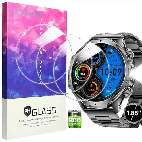 Lamshaw 3 Pièces Protection Écran pour LIGE FV15 1.85 Smart Watch Verre Trempé,Protecteur D'écran Verre Trempé pour LIGE FV15 1.85 Smart Watch. (3 Packs)
