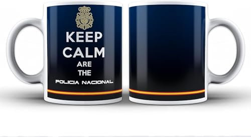 Taza Keep Calm are the Policía Nacional. Para desayuno, café o infusión. Se puede fregar y meter al microondas. De cerámica. Aguanta calor y frío