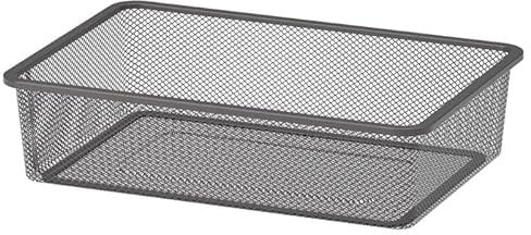 Luckora Large Mesh Storage Basket – 42x30x10 cm, Sturdy Metal Organizer Box for Home, Office, Shelves, Drawers (Dark grey)