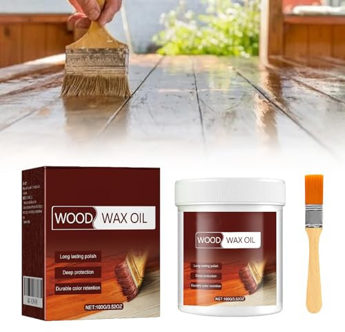 Holz-Pflege für Möbel,Polieröl für Holzböden,100g Wood Wax Oil,Holz Wachs Öl mit Pinsel,für Möbel-Pflege