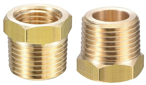 QUARKZMAN Adaptador reductor de latón para tubería 3/8 NPT macho x 1/4 NPT hembra para medidor de presión de agua, aceite, aire y sensor de temperatura, 2 piezas