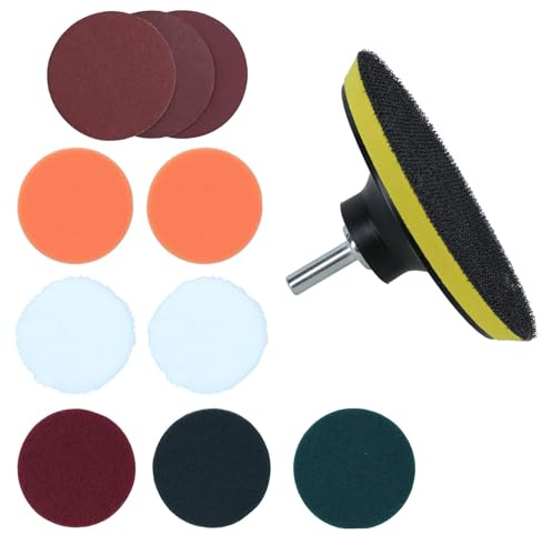 Kit de lijado y pulido de 115 mm, almohadillas pulidoras M14, adaptador de taladro de pintura, metal, 12 piezas