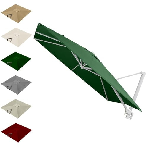 VLKLPZAHAK 3x3 Sonnenschirm Balkon Ersatzdach Ampelschirm, Rechteckig Ersatztuch Für Ampelschirm Windsicherung Ersatzstoff Sonnenschutz UV50+(Green,3x3m (9.8x9.8ft))
