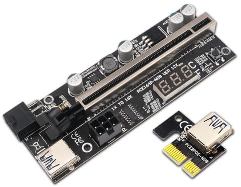 QUXVUIS PCI E Adapterkarte Konverter Temperatur Digitalanzeige 8 Festkondensatoren PCI Grafikkarte Extender Desktop PC