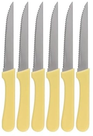 pcmoviles Cuchillos para Carne, Set de 6 Piezas, 20 cm, Mango Amarillo