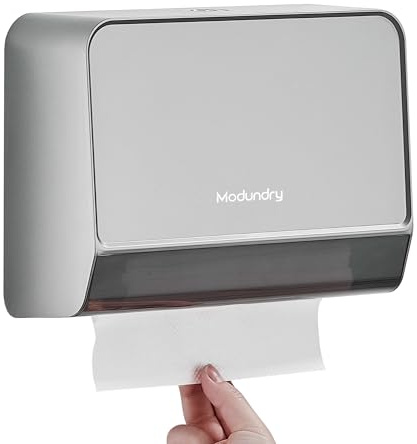 Modundry Papierhandtuchspender Handtuchspender zur Wandmontage ohne Bohren, Kommerziell Papiertuchspender für Küche Badezimmer Büro, hält 200 Blatt (Silber)