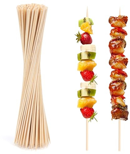 ANTETOK Lot de 100 brochettes en bambou de 30 cm de long pour marshmallow, barbecue, collation, fruits, saucisses et hamburgers