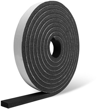 Schaumstoff Dichtungsband Selbstklebend 10mm x 25mm x 5m,CR Neopren Moosgummi Dichtband Wasserdicht & Flammhemmend,Schaumstoffdichtung für Türen,Fenster,Schalldämmung