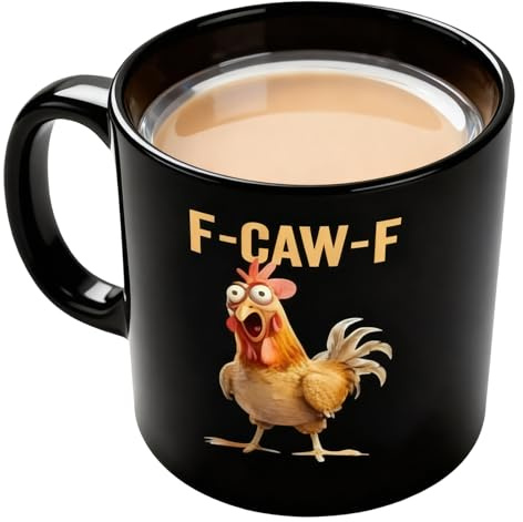 F Caw F F-Caw-F Lustige Hühner Tasse Kaffeetasse Lustig Keramik-Hühnertasse Hahn-Kaffeetasse Geeignet für Heiße Oder Kalte Getränke Ein Tolles Geschenk für Hühnerliebhaber