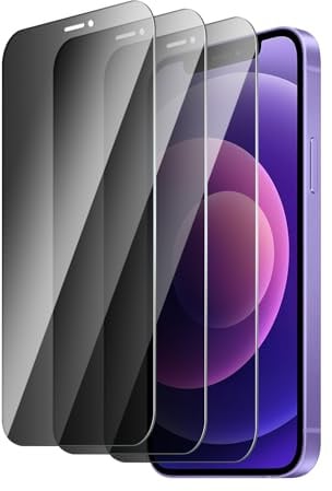 QZYWIKA Protection écran pour iPhone 12 Mini, Anti espion 3 Pièces, Film en verre trempé de dureté 9H Anti-Rayures Anti-Empreinte Installation Facile