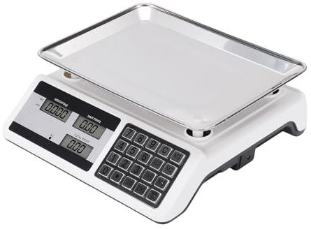 40 kg Lebensmittelwaage, mehrere Funktionen, große digitale Küchenwaage, Dual-Display, 35 bis 40 Stunden, Backwaage, konkaves Zifferblatt zum Kochen von Fleisch, Restaurant