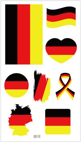 Deutschland Flagge Tattoo Sticker, WM 2026 Fanartikel, temporäre Fußball Tattoos, deutsche Fahne Aufkleber für Public Viewing, WM Fussball 2026 Fan Zubehör