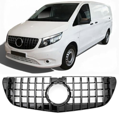 Tuningverse Kühlergrill für Mercedes-Benz Vito W447 2014-2019 GT Stil Glanz Schwarz ABS